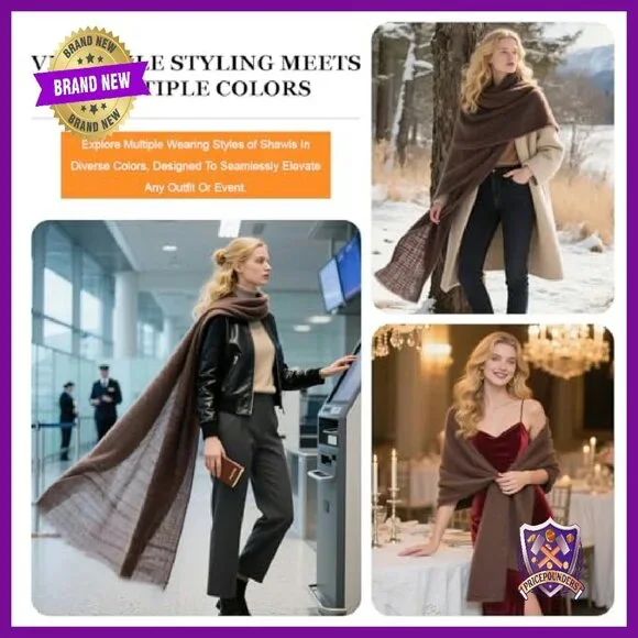 Luxury Cashmere Merino Wool Blend Shawl Wrap Women All Season Travel Scarf